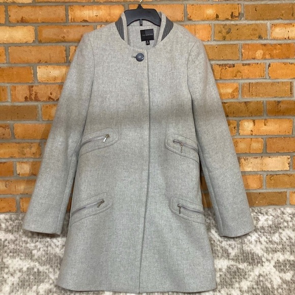 THE LIMITED Elegant Light Grey Wool Blend Sleek Coat Fully Lined Women’s Tall M - Picture 2 of 10